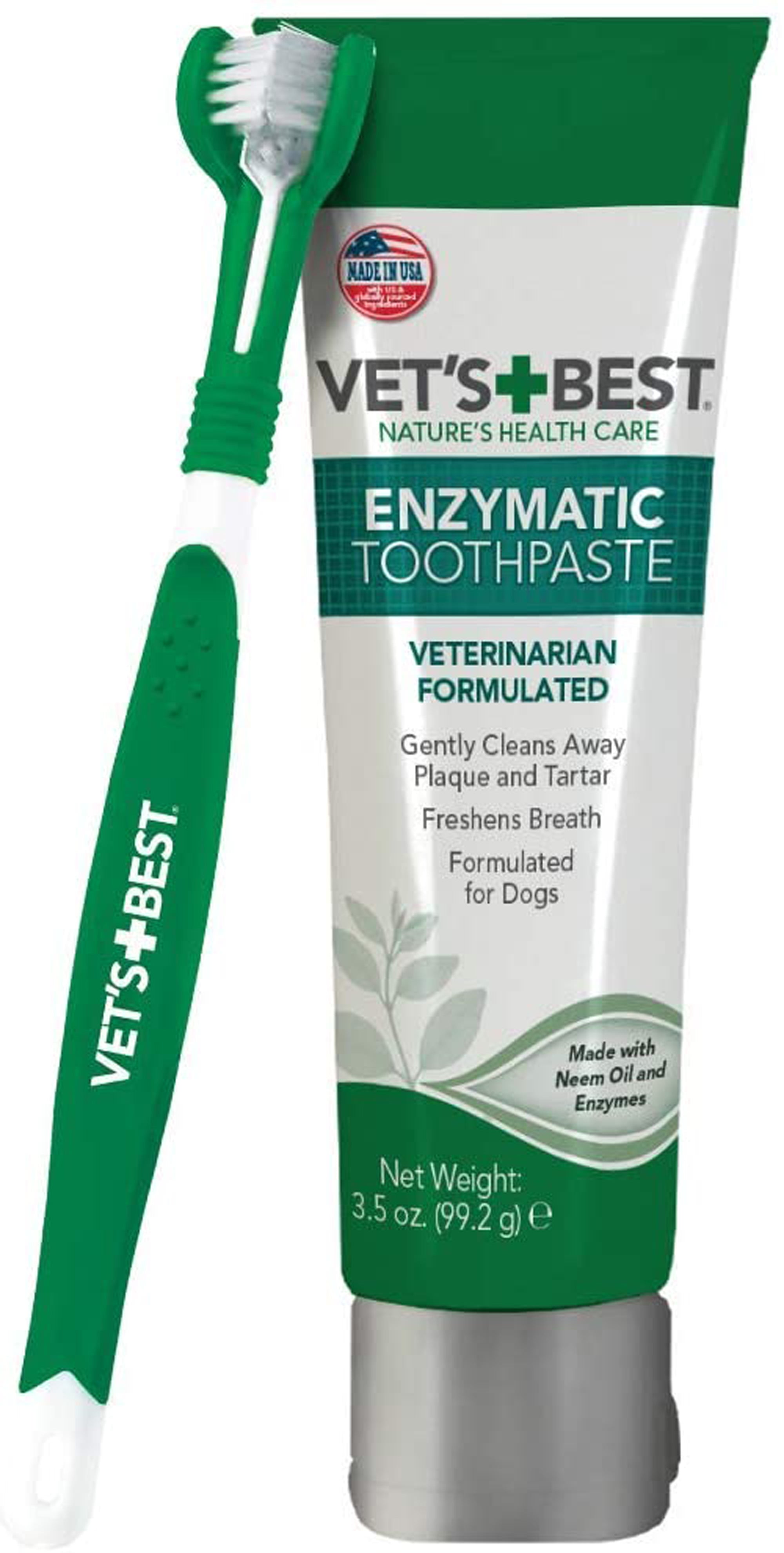 Vets Best Dental Care Kit with Toothbrush and Gel for Dogs Toothpaste: 3.5 oz