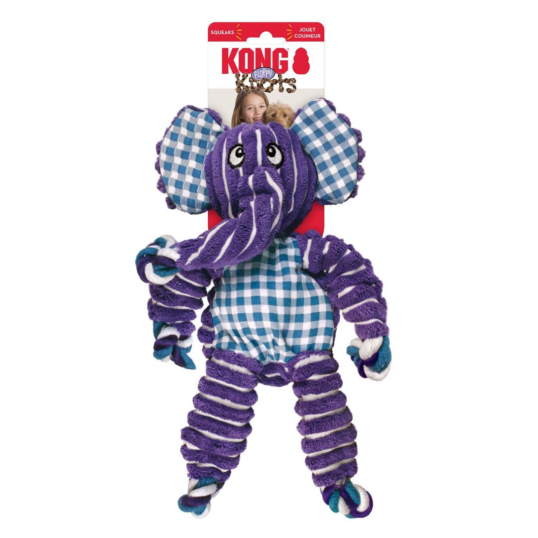KONG Floppy Knots Elephant Dog Toy Purple 1ea/MD/LG