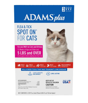 Adams Plus Flea and Tick Spot On for Cats and Kittens Over 2.5 lbs but under 5 lbs