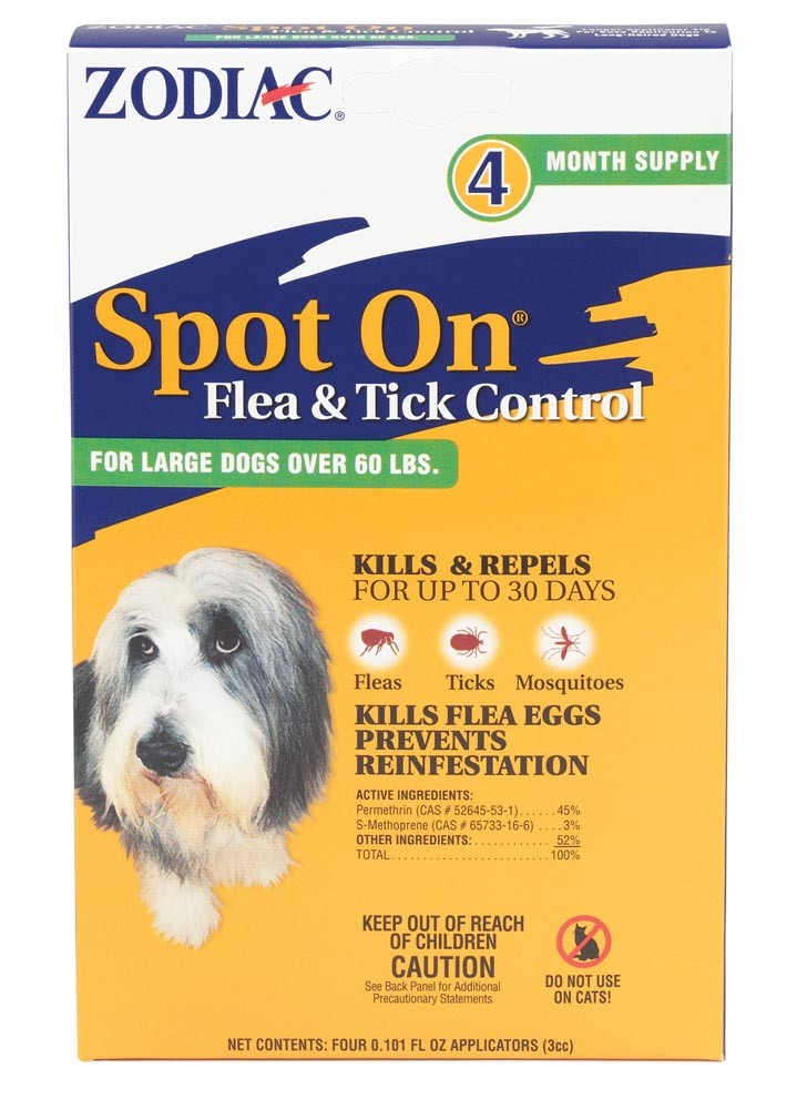 Zodiac Flea and Tick Spot On for Dogs Large Over 60 Pounds 4 Pack