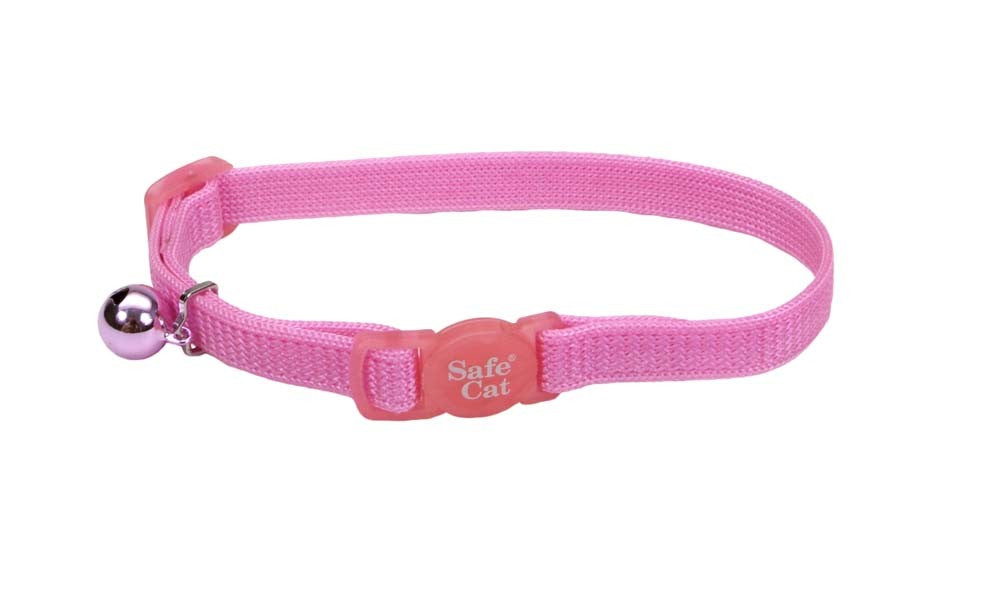 Safe Cat Adjustable Snag-Proof Nylon Breakaway Collar Bright Pink 3-8 in x 8-12 in