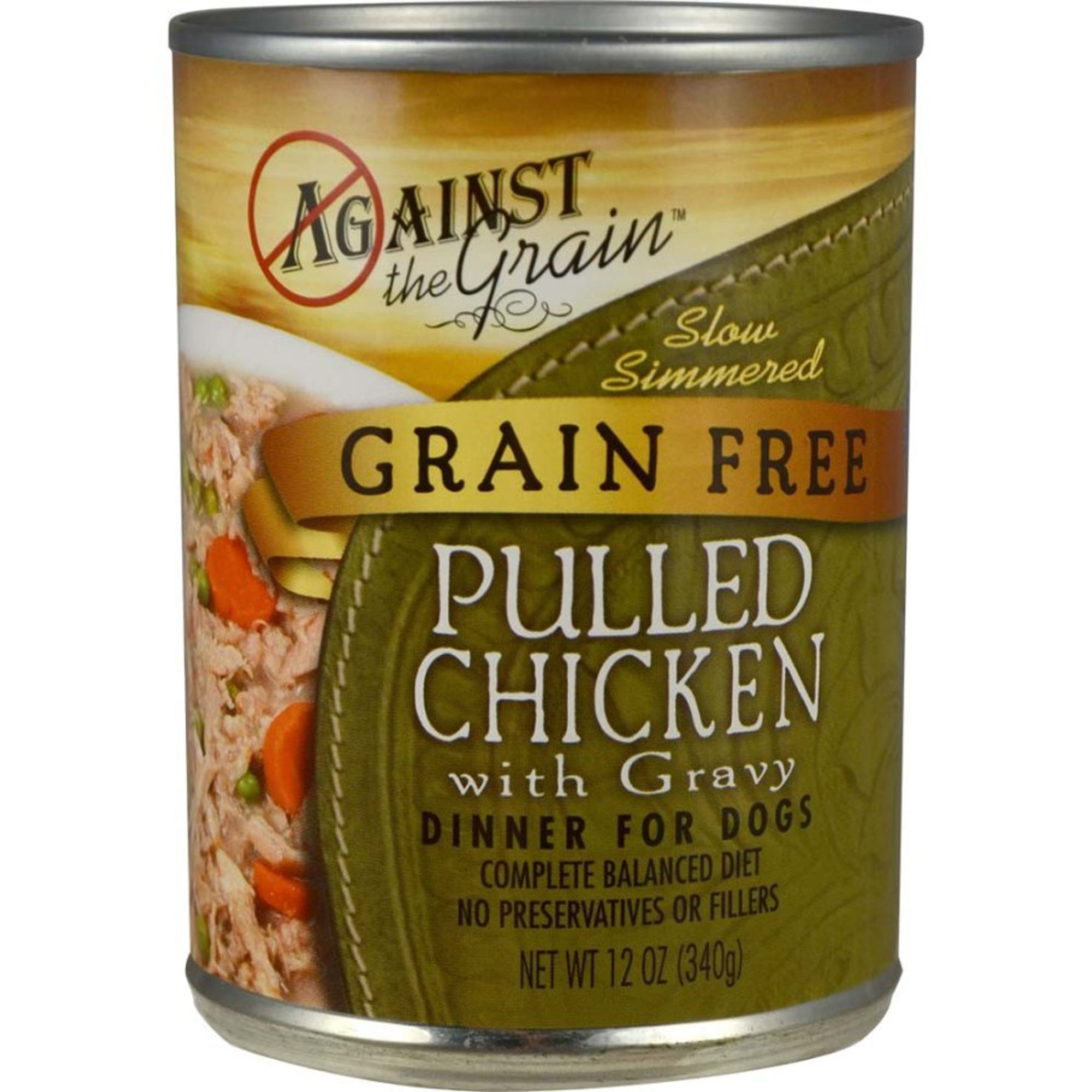 Against the Grain Hand Pulled Adult Wet Dog Food Chicken 12ea/12 oz