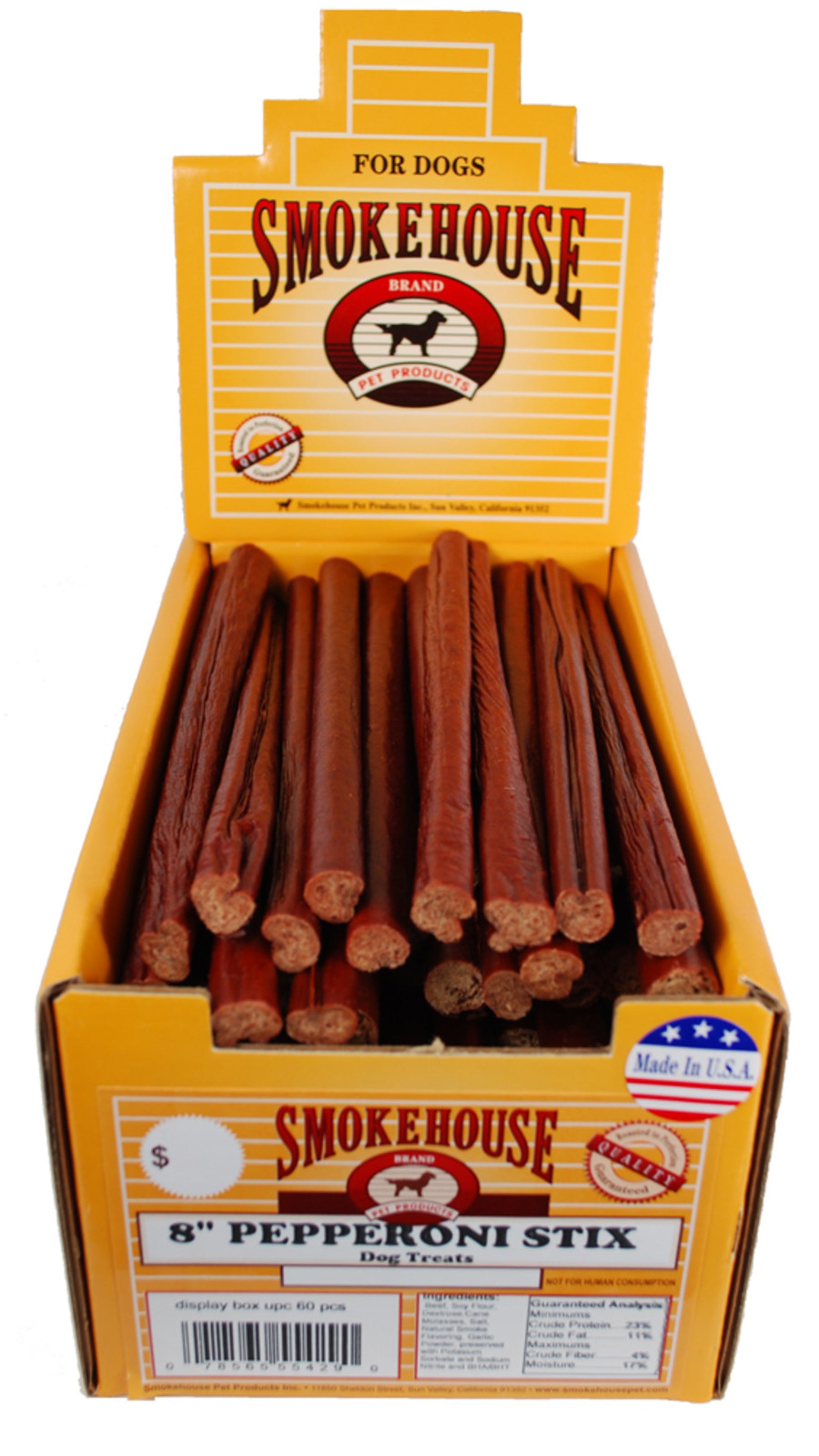 Smokehouse USA Made Pepperoni Stix Dog Treats 8 in 60 Count