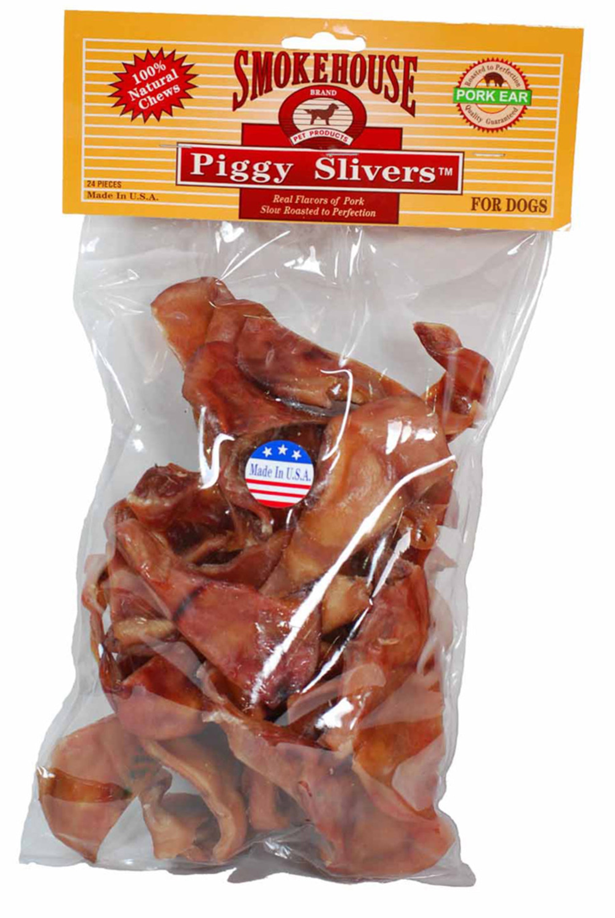 Smokehouse USA Made Piggy Slivers Dog Chew 24 Pack