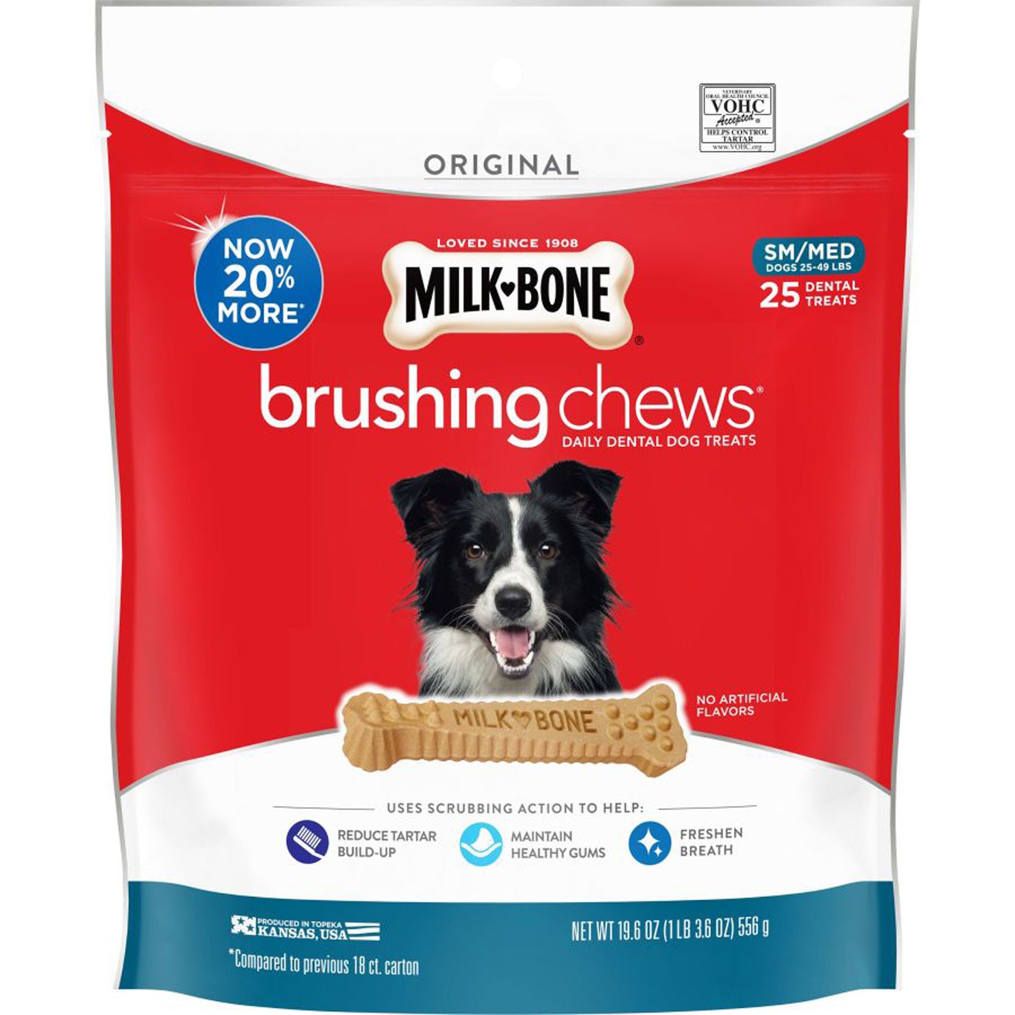 Milk-Bone Brushing Chews Dog Treat Original 1ea/SM/MD, 25-49 lb, 25 ct
