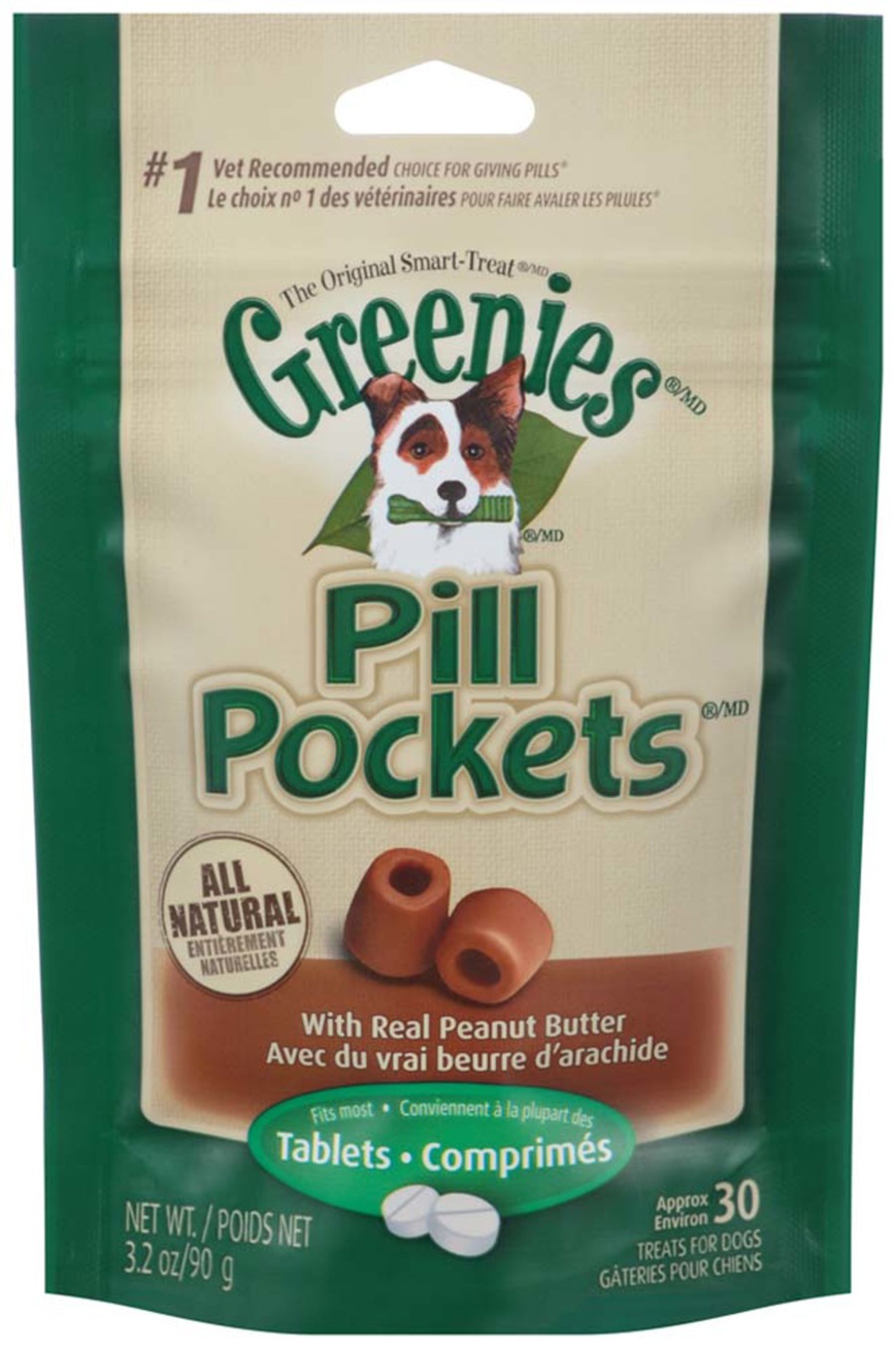 Greenies Pill Pockets for Tablets Peanut Butter 1ea/30 ct, 3.2 oz