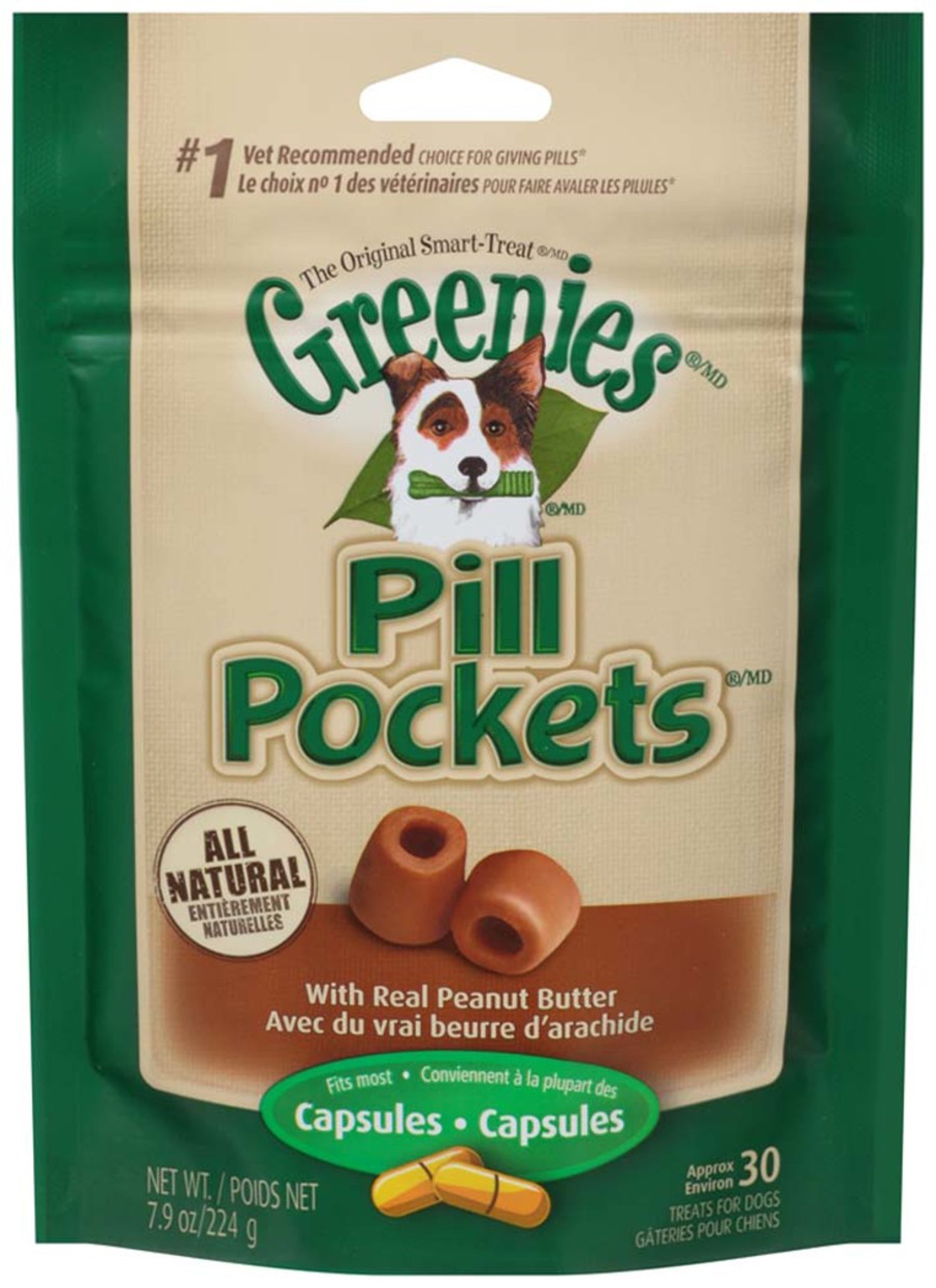Greenies Pill Pockets for Capsules Peanut Butter 1ea/30 ct, 7.9 oz