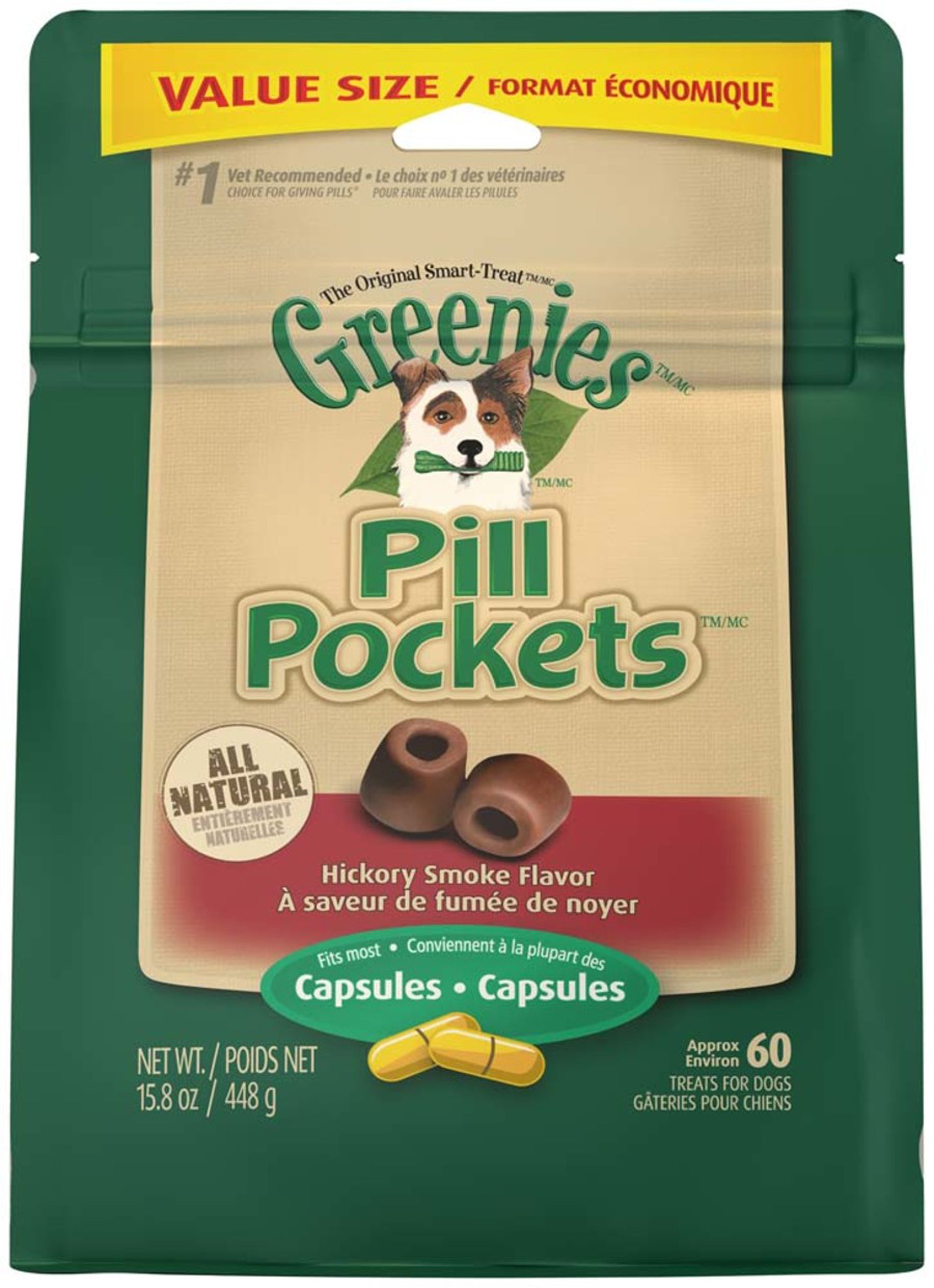 Greenies Pill Pockets for Capsules Hickory Smoke 1ea/60 ct, 15.8 oz