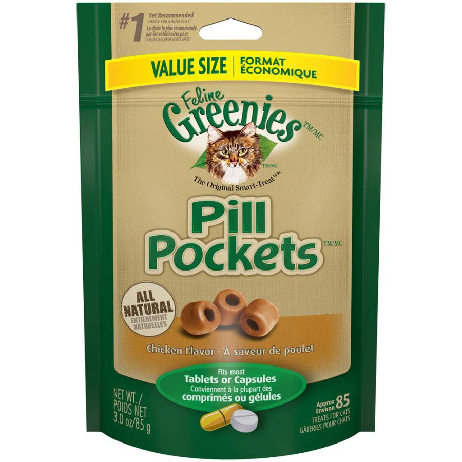 Greenies FELINE Pill Pockets Chicken Flavor Cat Treats 3 oz 85 Count