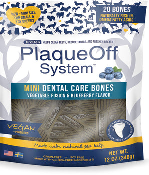 Proden System Mini Dental Care Bones Vegetable Fusion And Blueberry Flavor Dog Treats; 12oz.