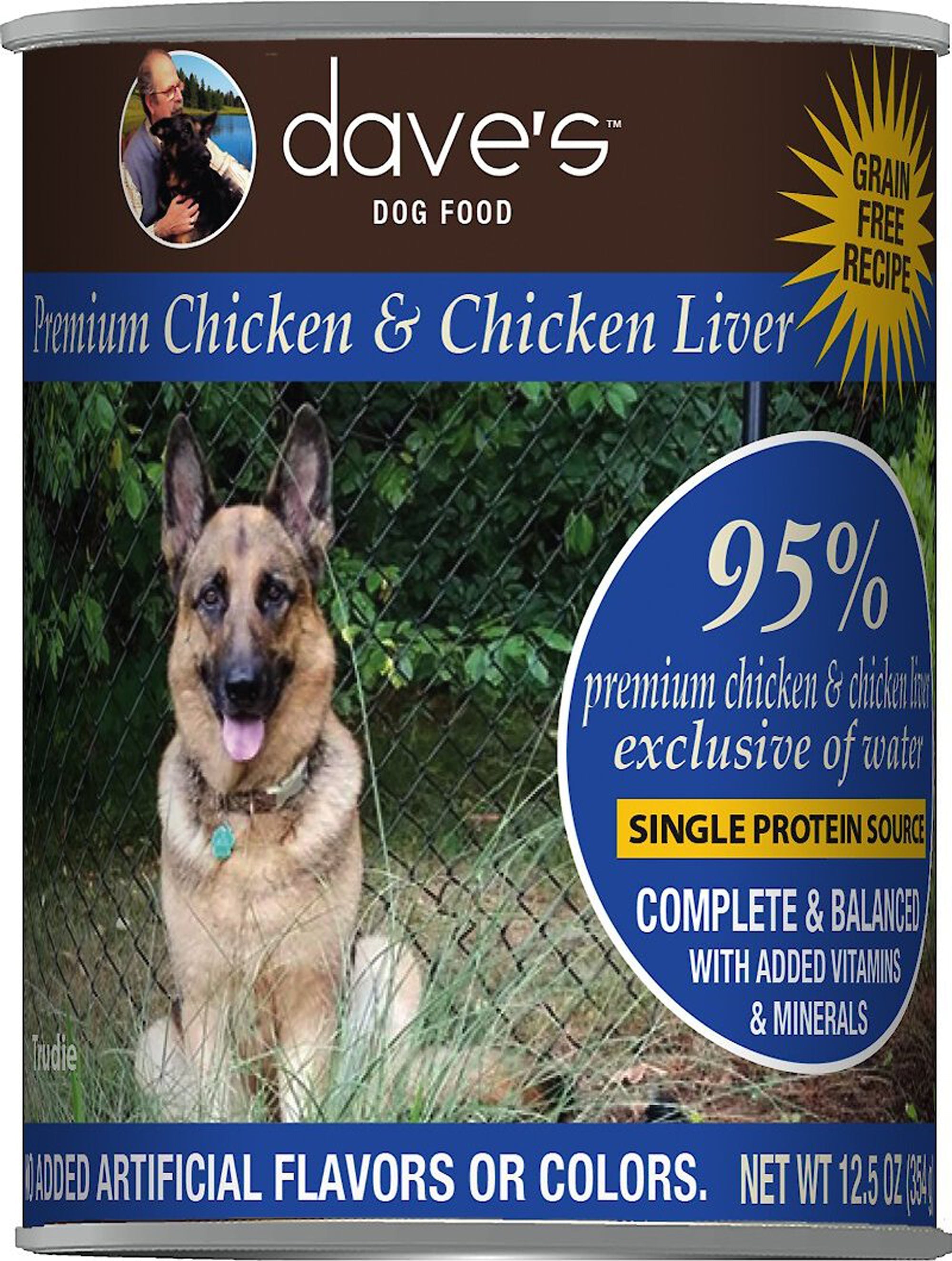 Dave's Pet Food Dog 95% Premium Meats Chicken And Chicken Liver 12.5oz. (Case Of 12)