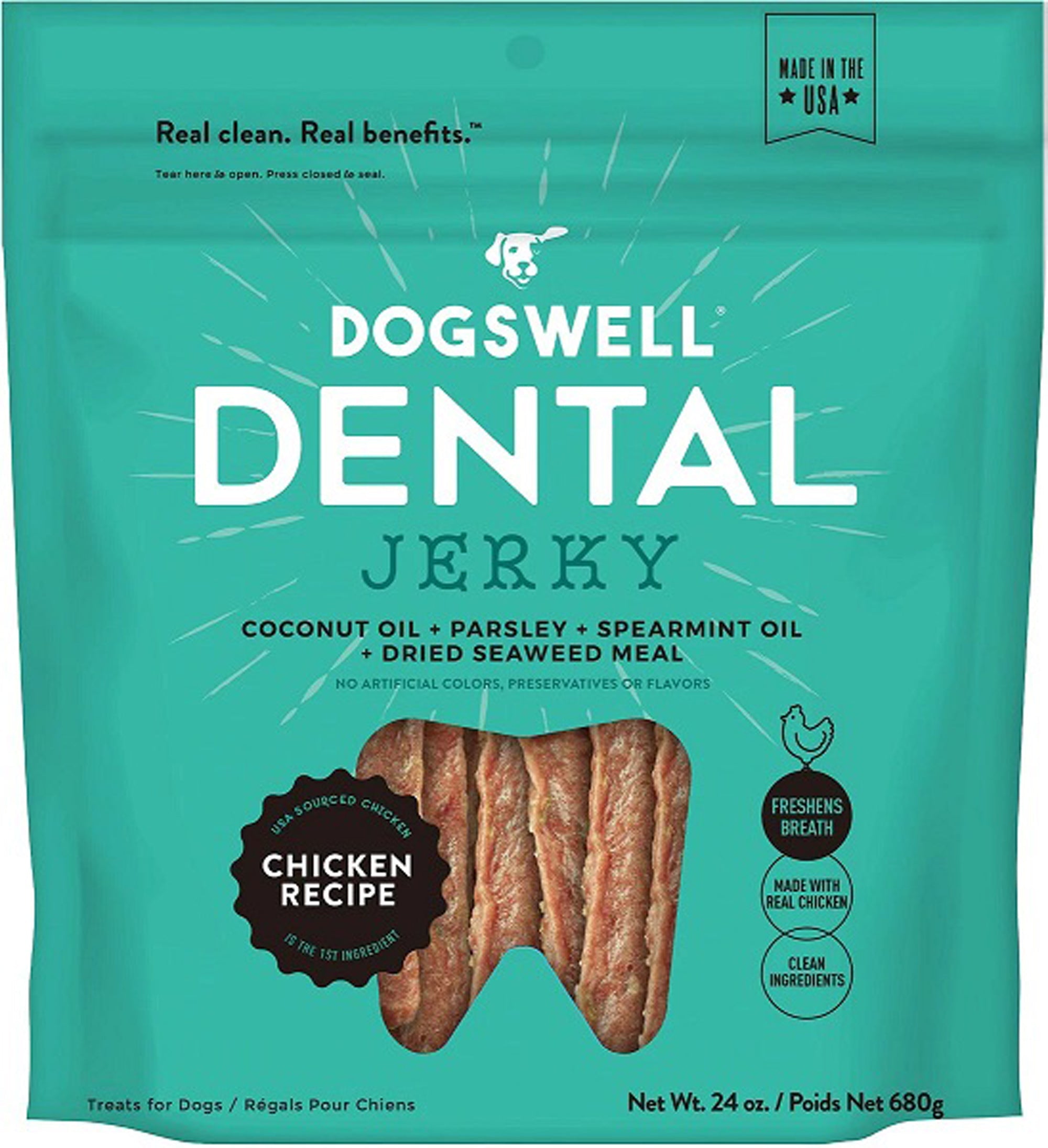 Dogswell Dog Dental Jerky Grain Free Chicken 24oz.