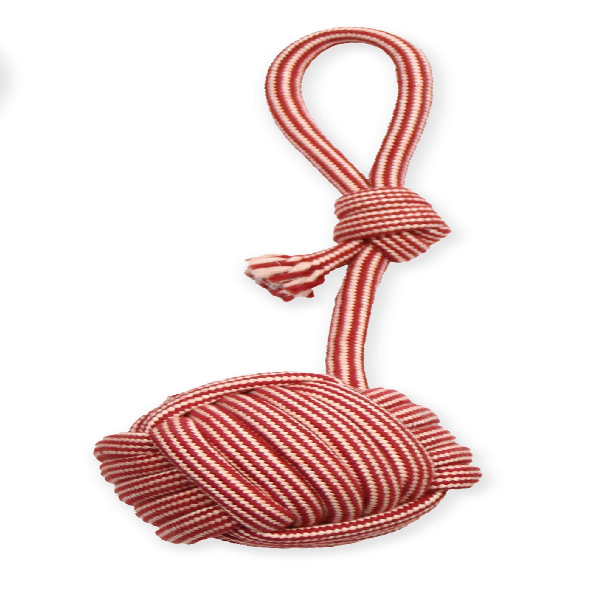 Mammoth Pet Products EXTRA Flossy Chew Monkey Fist Tug w-Loop Handle Dog Toy Red-White; 1ea-MD; 14 in