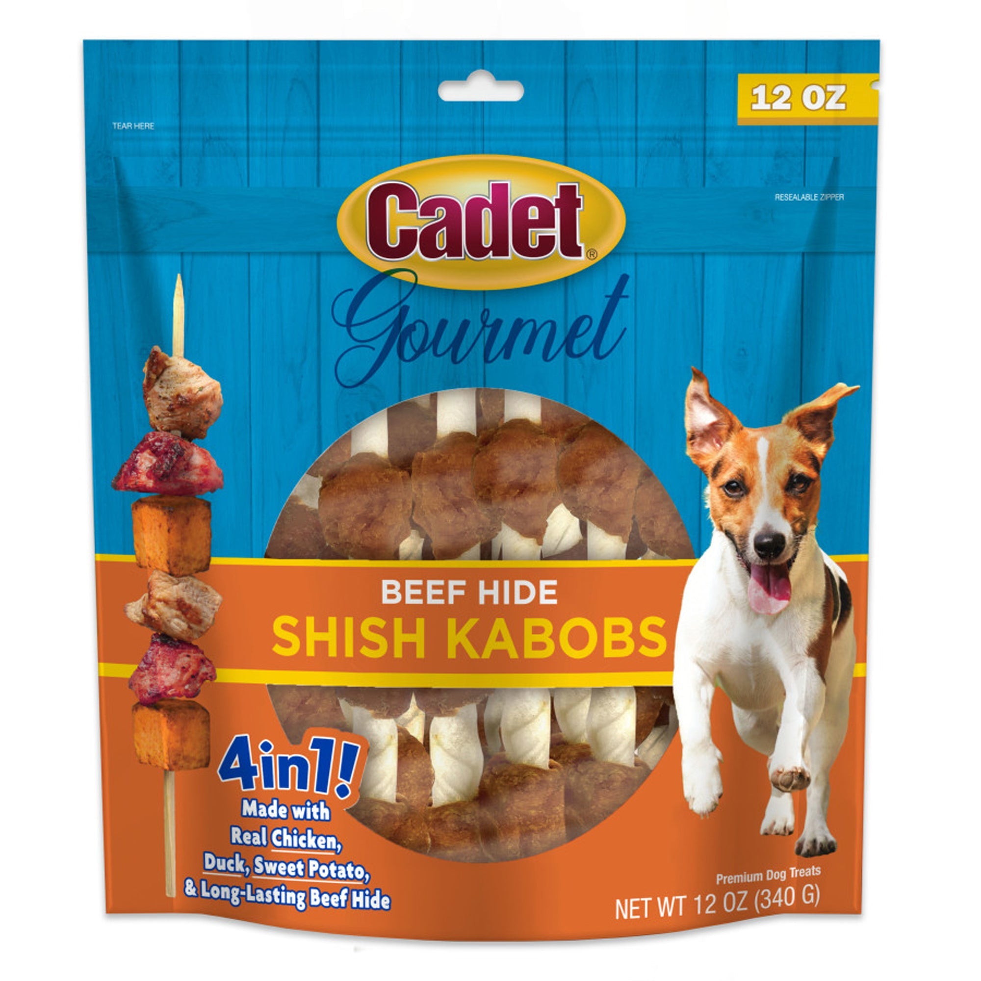 Cadet Gourmet Beef Hide Shish Kabob Dog Treats Chicken, Sweet Potato, & Liver 1ea/5 in (12 Oz.)