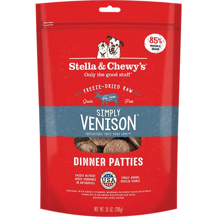Stella and Chewys Dog Freeze-Dried Dinner Patties Simply Venison 25Oz