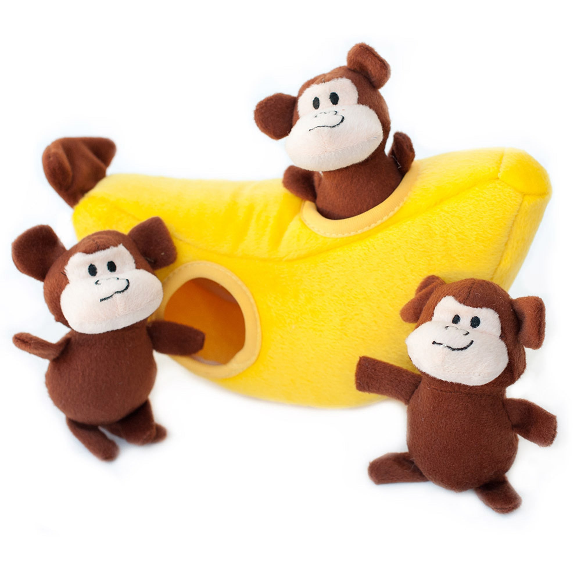 ZippyPaws Zippy Burrow Dog Toy Monkey n Banana 1ea-Md