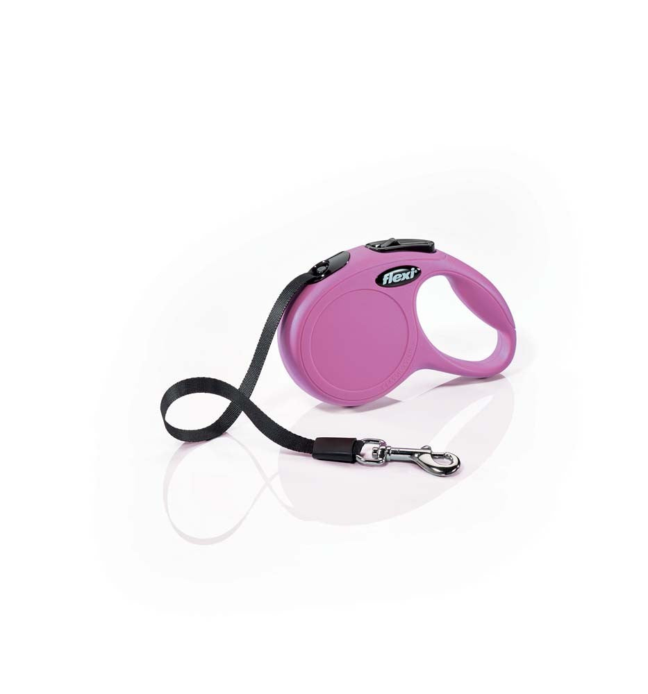 Flexi Classic Retractable Tape Dog Leash Pink 10 ft Extra-Small