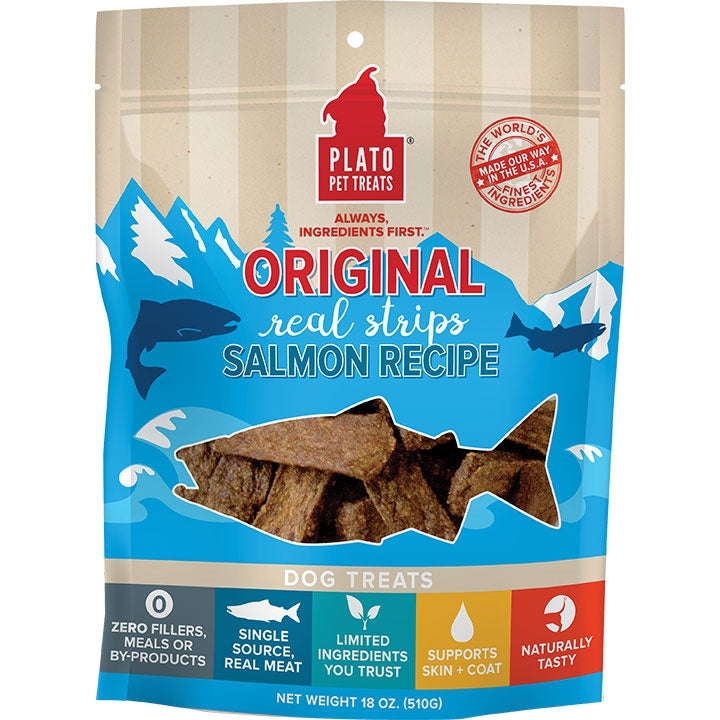 Plato Dog Strips Salmon 18Oz