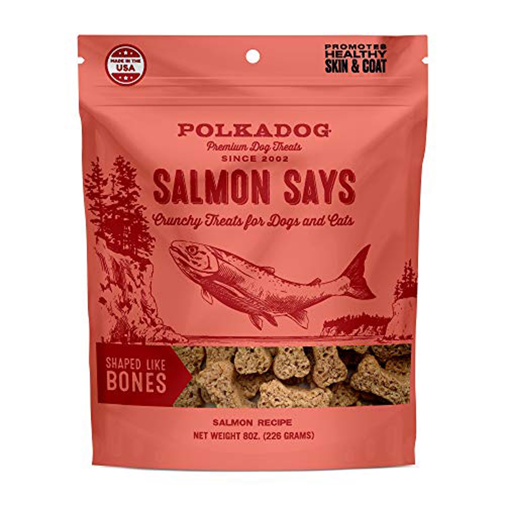 Polka Dog - Salmon Says Bone Shaped - 8Oz
