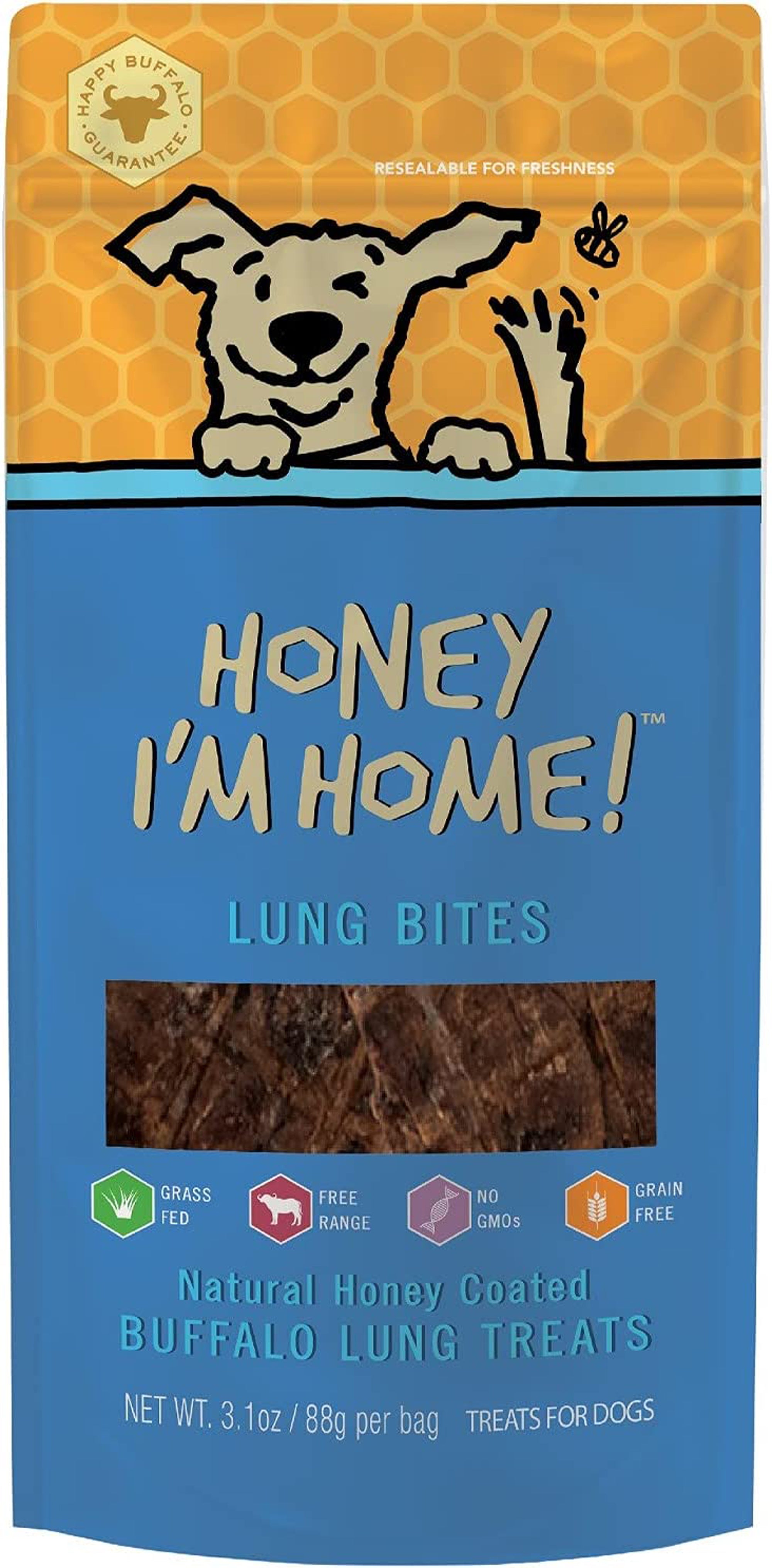 Honey Im Home Dog Buffalo Lung Bites 3.1oz.