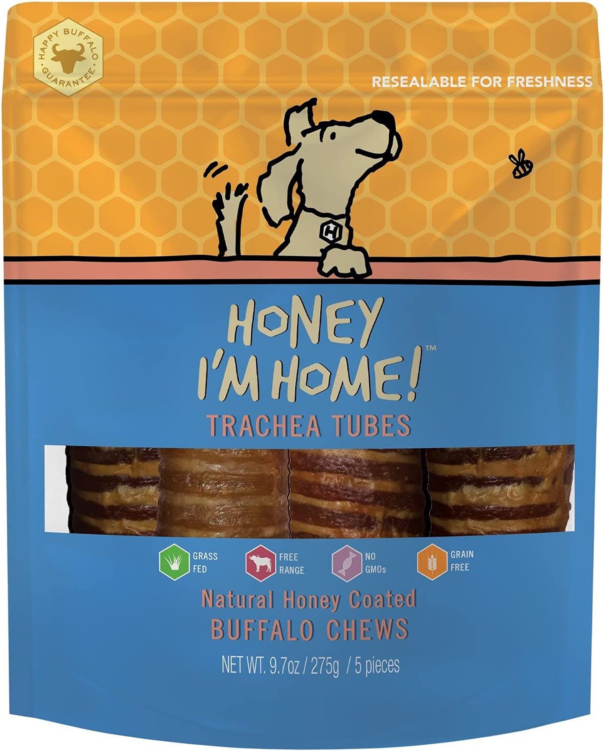 Honey Im Home Dog Buffalo Trachea 5 Pack